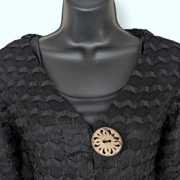 Nina Leonard Zig Zag Buttoned Cardigan - Picture 3 of 9